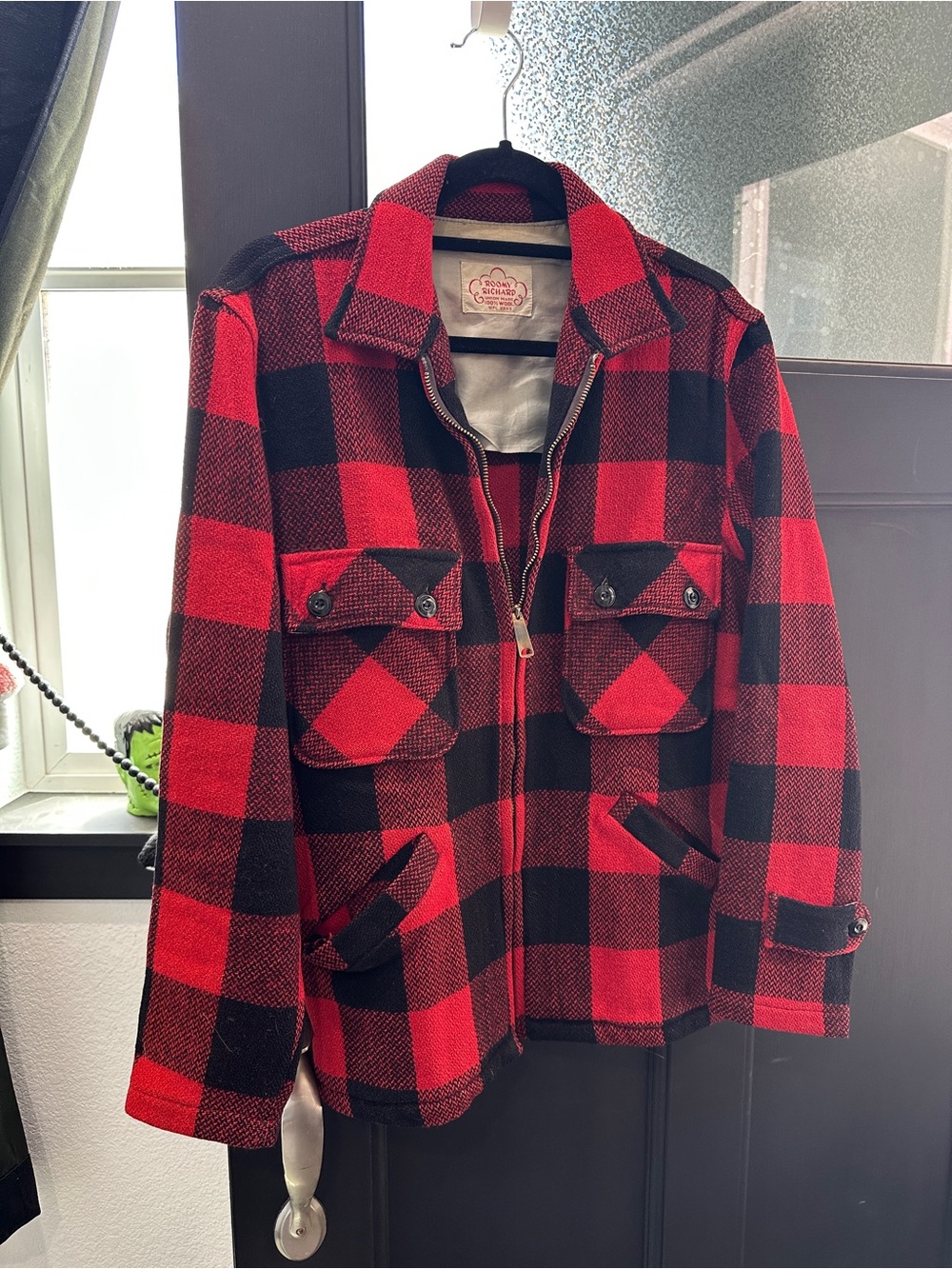 Vintage Roomy Richard Union Made 100% Wool Plaid Jacket